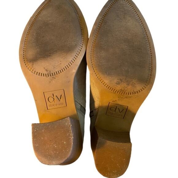 Dolce Vita Perforated Boots Women's Size 10 Tan Suede Booties Heeled Zippered DV - Picture 10 of 10